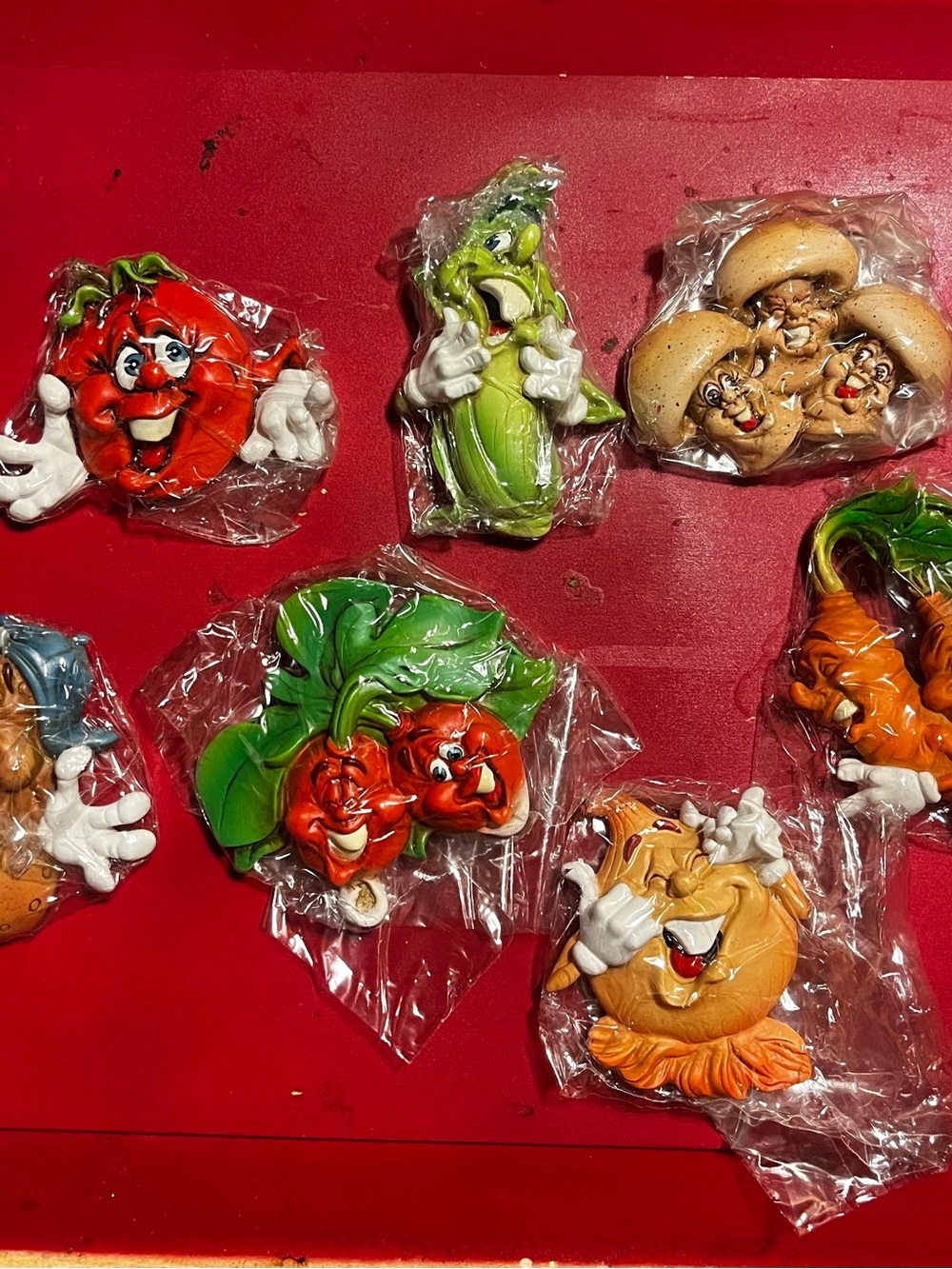 🔥 Lot Bundle gigglin groceries Anthropomorphic Faces Magnets 7 Veggies Weird